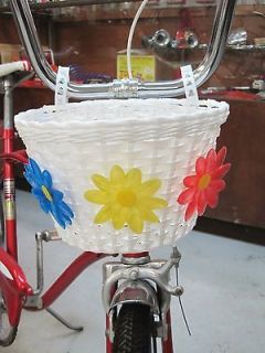 Girls Bike White Flower Basket fit Schwinn Slik Chik Huffy Murray 