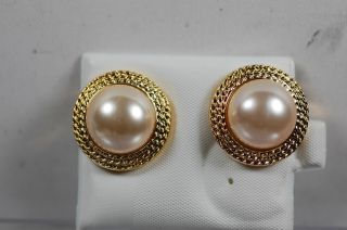 Dazzling Mikimi Spanish Man Made Pearl Round Earrings from Mallorca 