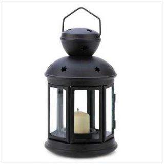 BLACK COLONIAL STYLE CANDLE HOLDER HANGING LANTERN LAMP