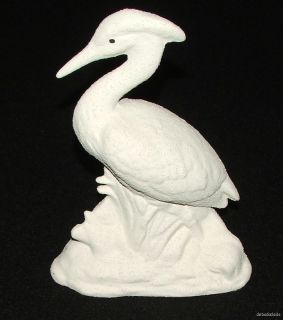 Decorative Texture Painted Ceramic White Heron Bird Figurine