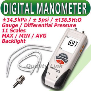 Digital Air Pressure Meter Manometer Gauge and Differential Pressure 