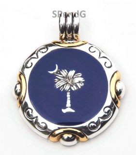Fashion Jewelry New Dark Blue Inlay Silver Gold Palmetto Moon Palm 
