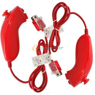 Lot 2 Nunchuck Controller for Nintendo Wii Video Game Red