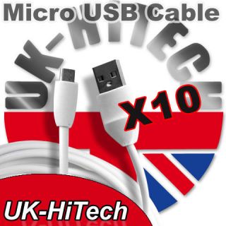 10X WHITE MICRO USB DATA CABLE FOR BLACKBERRY BOLD 9900 9930 9780 9860 