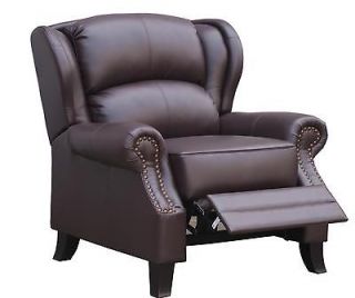 WINGBACK RECLINER /3 POSITION / PREMIUM BONDED LEATHER / DK BROWN 