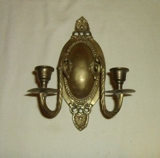   Solid Brass Two Candle Wall Sconce Candle Holder EUC Brass Candle