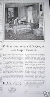 1924 Antique Karpen Furniture Pride Comfort Home Ad