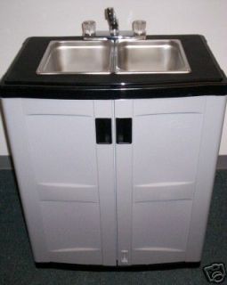 PORTABLE TWO BOWL SINK WITH HOT WATER