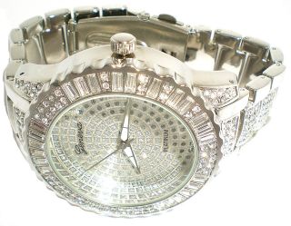 New Mens Iced Out Bling watch CZ Bling watch w/ metal band Shock 4G 
