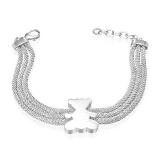 Stainless Steel Multi Strand Mesh 3D Tous Inspired Bear Mesh Bracelet
