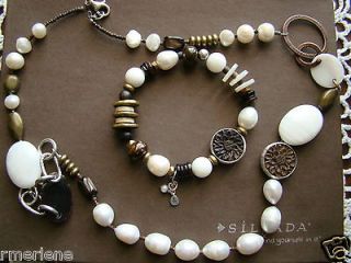   SET, Pearl, Copper, Brass, Shell Necklace N1996 & Bracelet B1989 $205