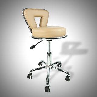   Working Stool Doctor Dentist Salon Spa Beige Brown Chair PU Leather
