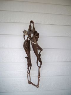 ANTIQUE HORSE BRIDLE WITH BIT VERY RUSTIC 23 END TO END LQQK