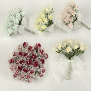   Rose Bud Artificial Bridal Bouquet Foam Wedding Flowers in 5 Colours