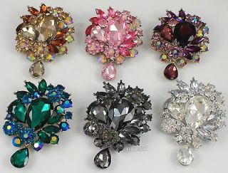   Rhinestone Crystal Brooch Pin Pendant Charm Wedding Bridal Jewelry
