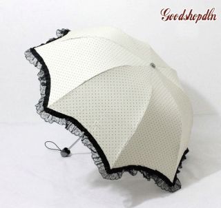   Lady Lace Dome Birdcage Sun/Rain Umbrella Anti  UV With Black Dot