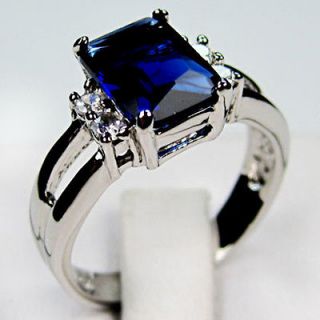 Jewellery New sapphire ladys 10KT white Gold Filled Ring size8/9