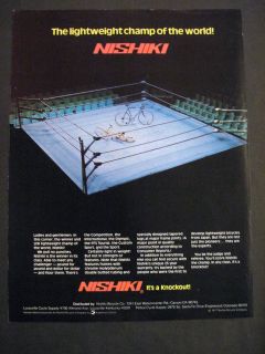   Image of Nishiki Bicycle in Boxing Ring Its a Knockout Print Ad
