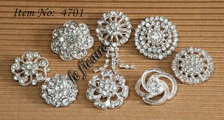   Clear Crystal Rhinestone Shank Buttons Crafts x 8 styles #4701