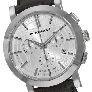 BU1361 Burberry City Men Watch 40mm Silver tone Chronograph Black 