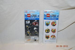 Two New Lego City Fire Fighter Sticker sheets Metal and Handi Work 