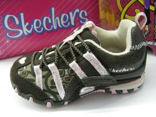 GIRLS SKECHERS DIGNITY CHOC/PINK/ BUNGEE LACE TRAINERS