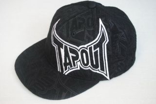 NEW MMA TAPOUT BLACK Stretch Fitted baseball CAP Stamped 2.0 UFC HAT S 