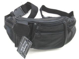 Black Genuine Leather Fanny Pack Waist Bag Phone Holder. New with Tag.