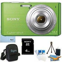 Sony Cyber shot DSC W610 Green 4GB Digital Camera Bundle
