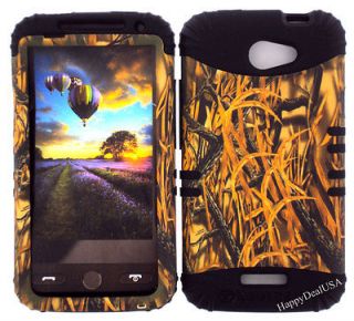   Silicone Rubber+Cover Case for AT&T HTC One X S720e BK/Camo Mossy 11