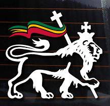 LION OF JUDAH MULTICOLOR FLAG Vinyl Decal 7x6 rasta reggae jamaican 
