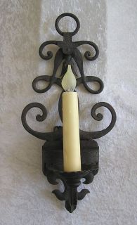   Designs Lighted Wrought Iron Candle Wall Sconce Old World Fleur De Lis