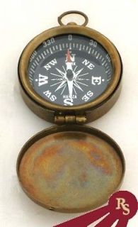 BRASS POCKET COMPASS W/ COVER   Antique Finish   SCOUT