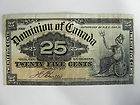 1900 Canada 25 Cents Paper Note Dominion of Canada Boville