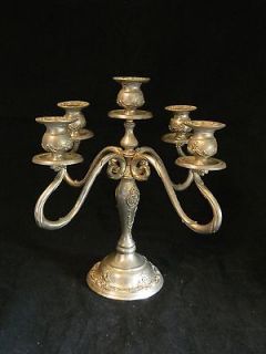   Silver Plated 5 Arm Ornate Candelabra Candlestick Candle Holder