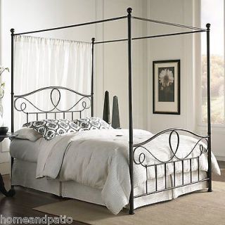   Cal King Size French Roast Metal Canopy Bed with Optional Bed Frame