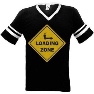 Loading Zone Mens V Neck Ringer T Shirt Weed Pot Bong Smoking Humor 