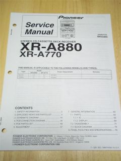   Service Manual~XR A880​/A770 CD Cassette Receiver~Origi​nal~Repair