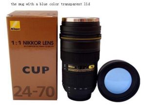   steel liner transparent lid thermos camera telescopic Lens coffee Mug