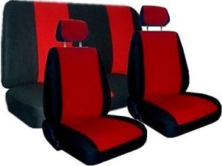 RED BLACK VELOUR CLOTH CAR TRUCK LOW BACK SEAT COVERS (Fits Fit)