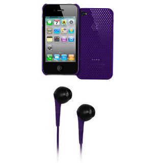   Apple iPhone 4S Hard Case Cover Purple Air Matrix+Stereo Headphones