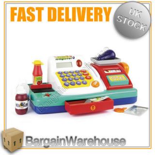CHILDRENS PLAY TILL CASH REGISTER SUPERMARKET CHECKOUT COUNTER + PLAY 