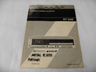 Sharp RT 350 Stereo Cassette Deck Owners Manual