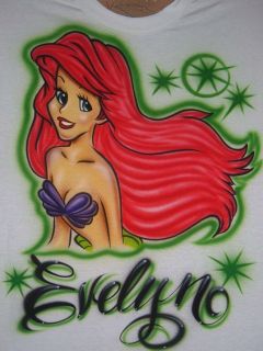 Airbrush Personalized Name With Ariel The Little Mermaid T shirt