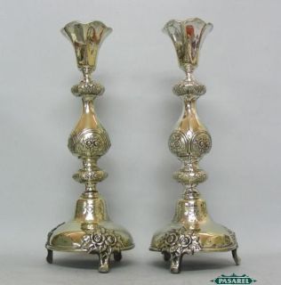 Norblin & Co Brass Shabbat Candlesticks Poland Ca 1880