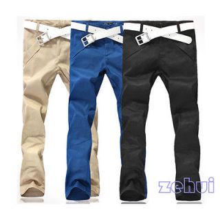   Slim Cotton Blends Straight Long Casual Pants Skinny Pencil Trousers