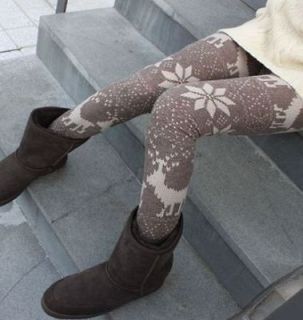 Snowflake & Deer Nordic Knit Pattern Leggings, Excellent Stretch, S/M 