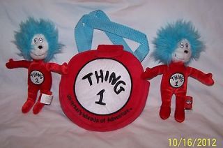 DR SUESS CAT IN THE HAT THING 1 AND THING 2 PLUSH CARRY CASE / PURSE