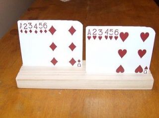 SET OF 4 HAND MADE WOODEN PLAYING CARD HOLDERS
