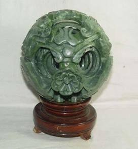 Chinese jade flower magic Puzzle Ball +stand